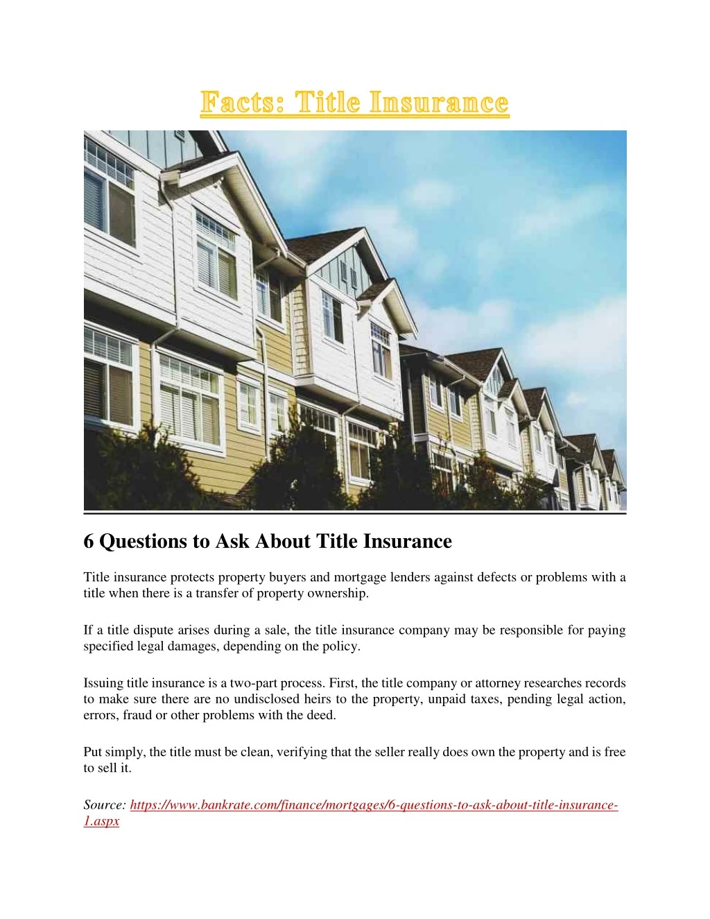 6 questions to ask about title insurance