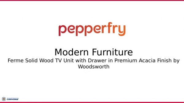 Ferme Solid Wood TV Unit with Drawer in Premium Acacia Finish by Woodsworth