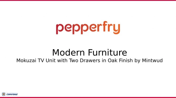 Mokuzai TV Unit with Two Drawers in Oak Finish by Mintwud