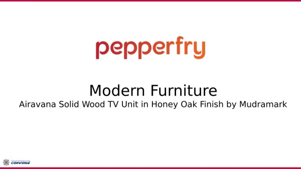 Airavana Solid Wood TV Unit in Honey Oak Finish by Mudramark
