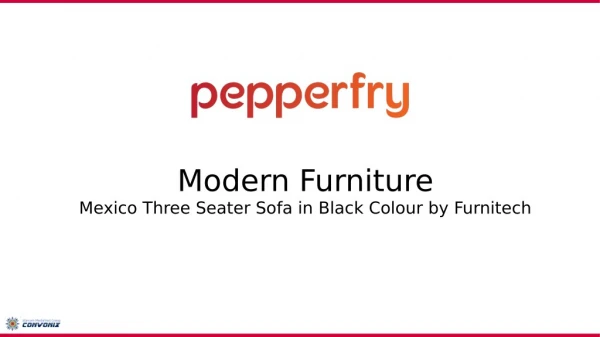 Mexico Three Seater Sofa in Black Colour by Furnitech