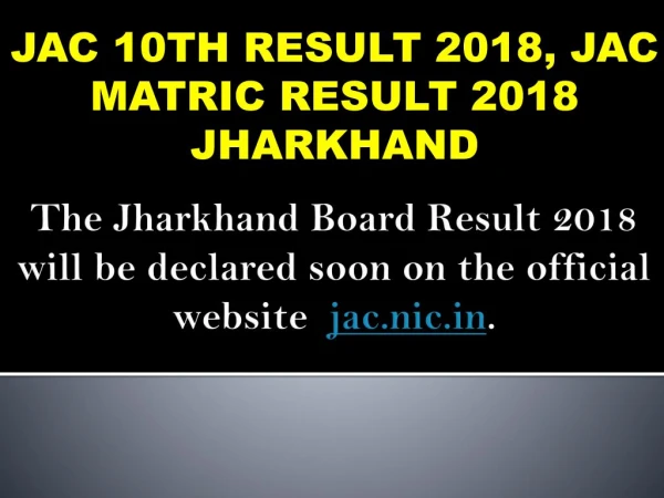 JAC 10th Class Result 2018