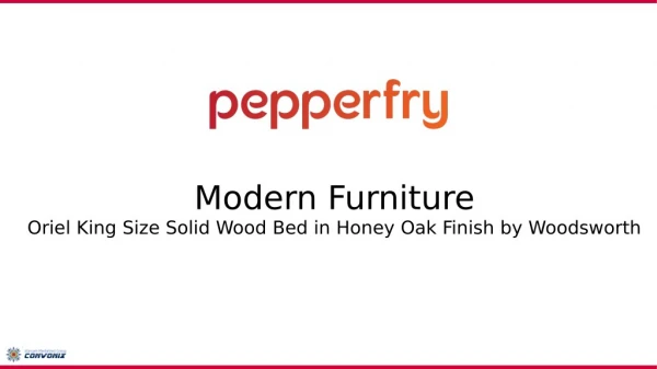 Oriel King Size Solid Wood Bed in Honey Oak Finish by Woodsworth
