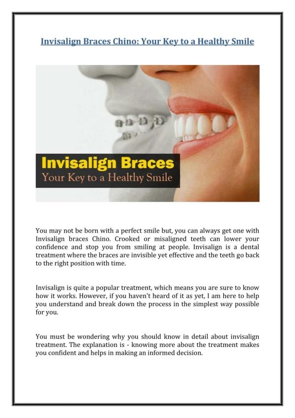 Invisalign Braces Chino: Your Key to a Healthy Smile