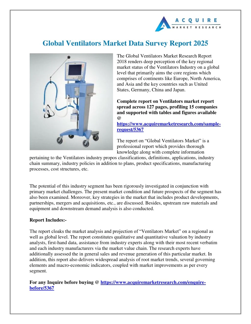 global ventilators market data survey report 2025