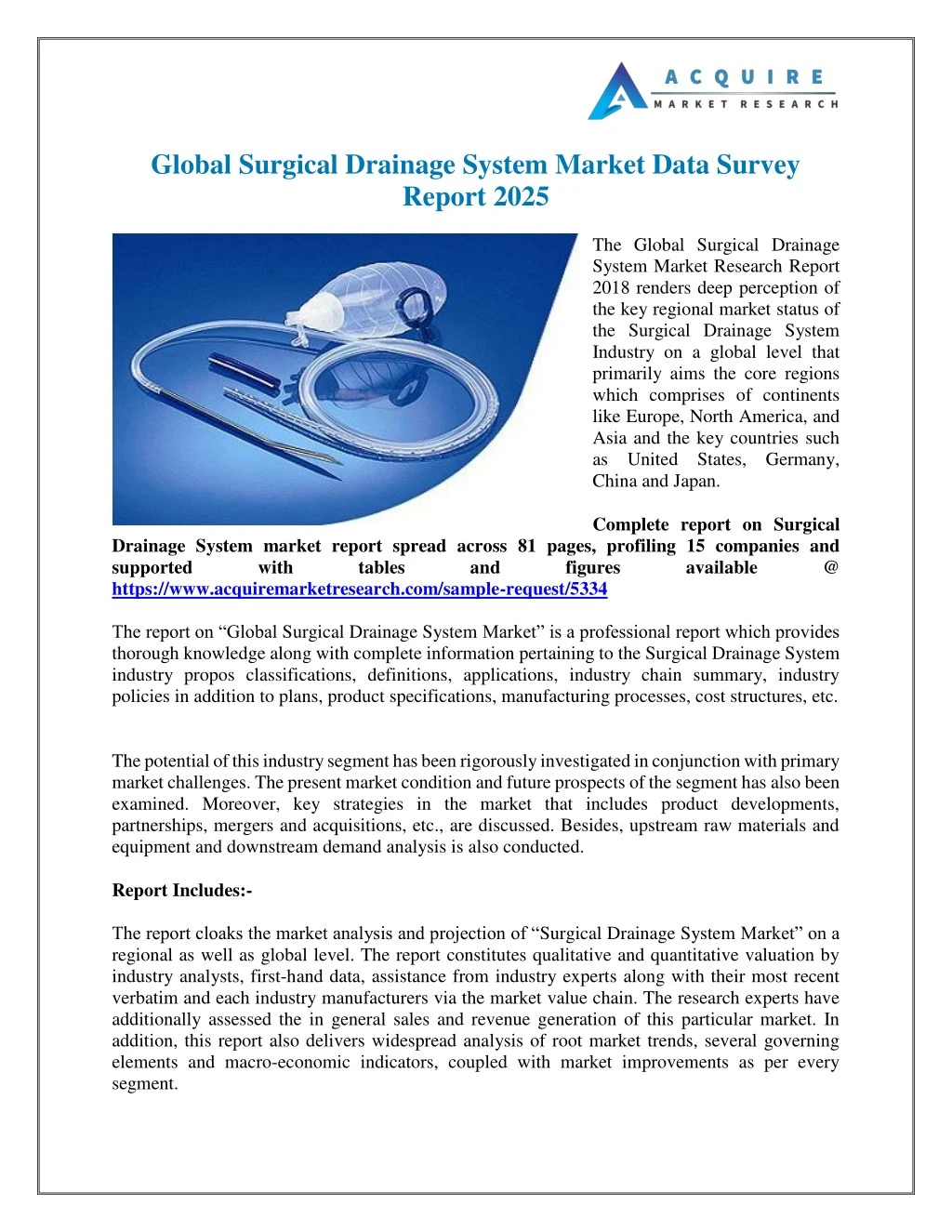 global surgical drainage system market data