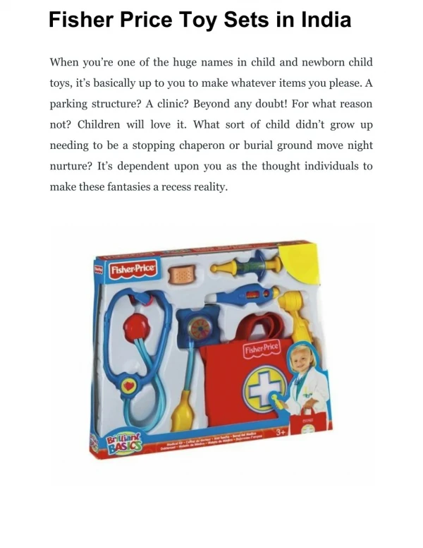 Fisher Price Toy Sets in India