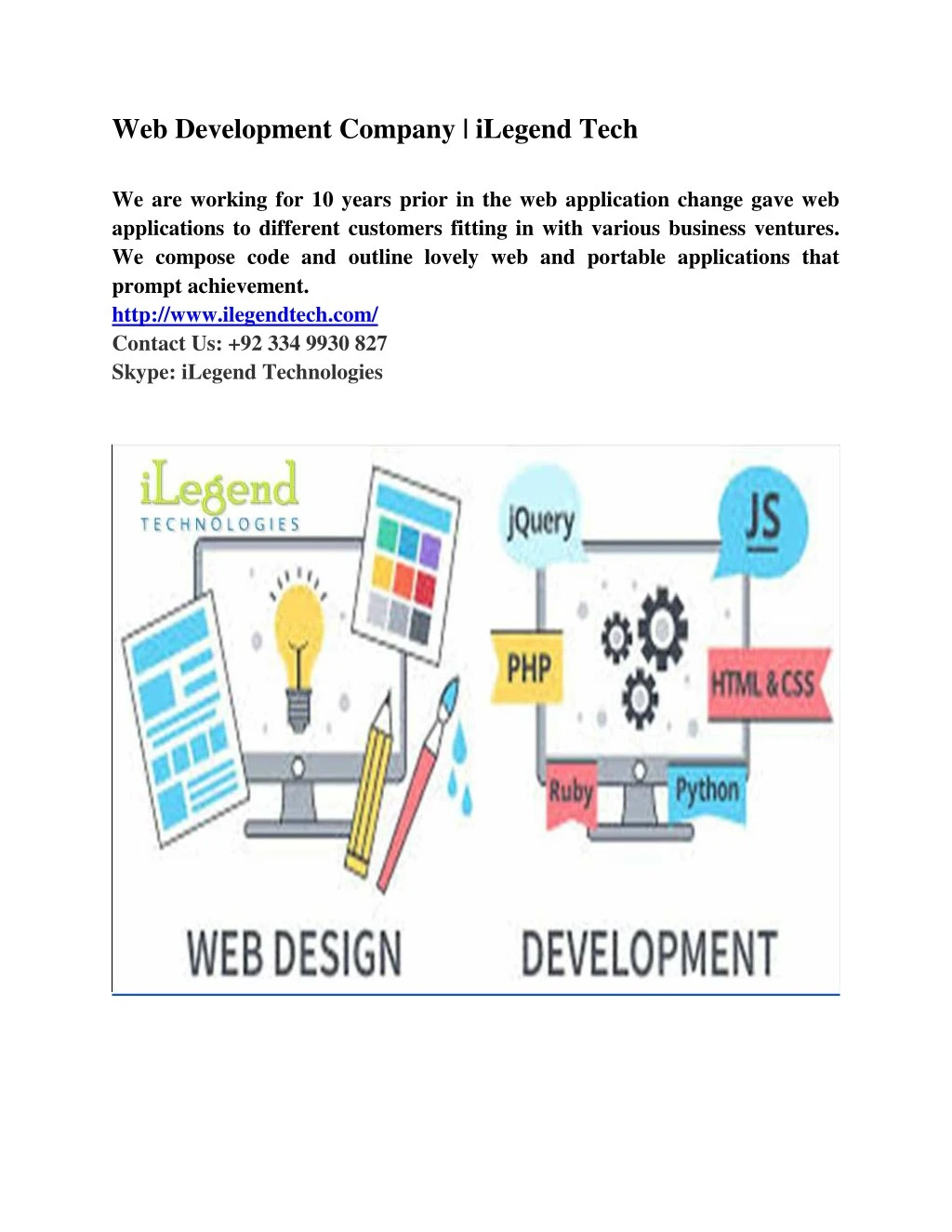 web development company ilegend tech