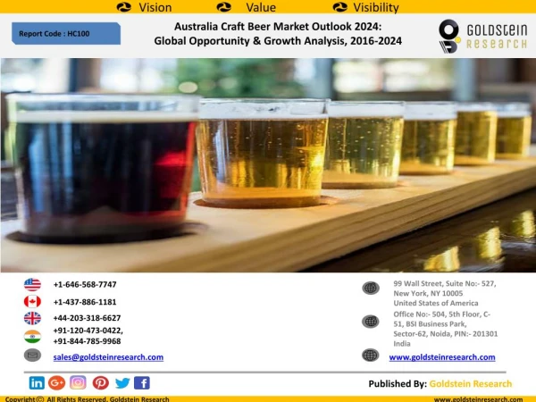 Australia Craft BeerÂ Market Outlook 2025: Global Opportunity & Growth Analysis, 2017-2025