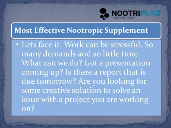 Most Effective Nootropic Supplement