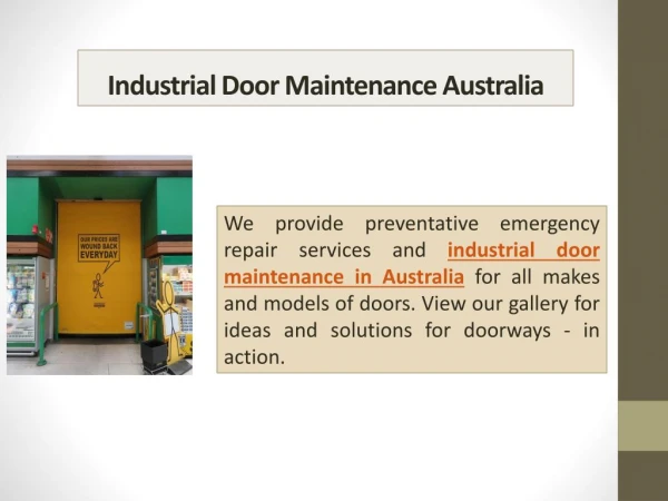 Best Industrial Door Maintenance Australia