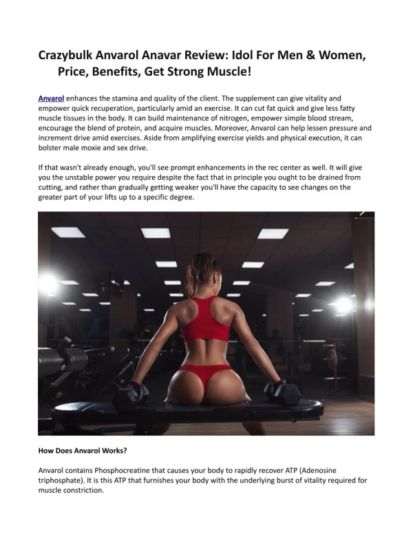 Crazybulk Anvarol Anavar Review: Idol For Men & Women, Price, Benefits, Get Strong Muscle!