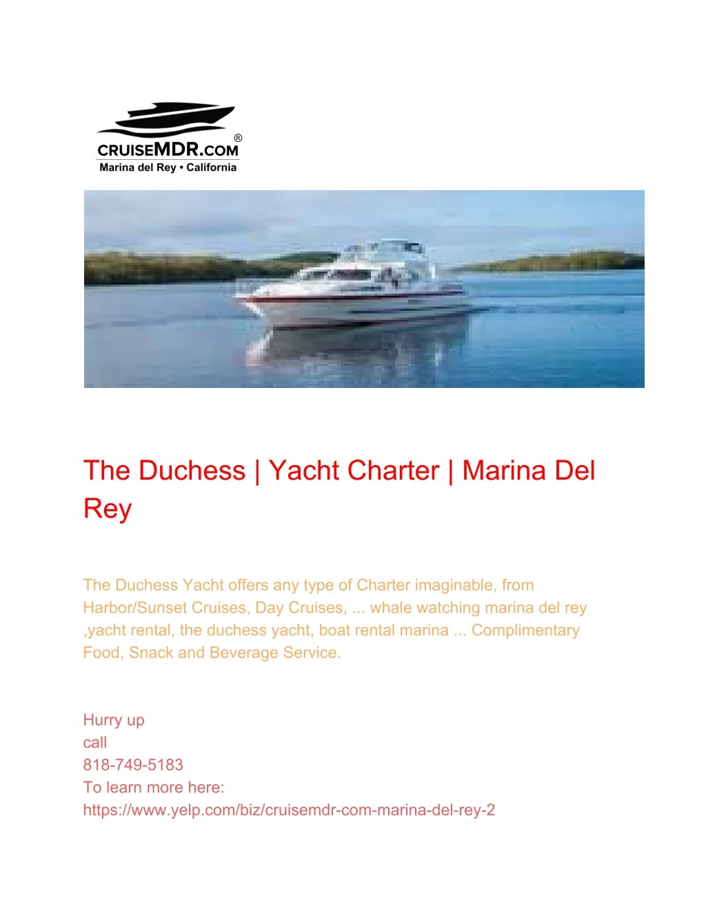 the duchess yacht charter marina