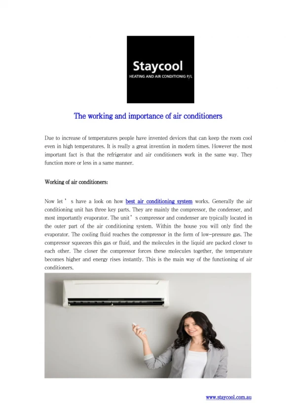 The working and importance of air conditioners
