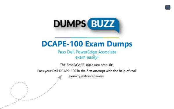 Dell DCAPE-100 Dumps sample questions for Quick Success