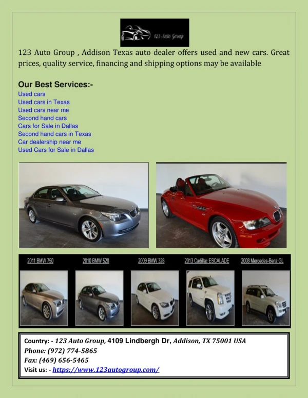 123 Auto Group | Auto dealership in Addison, Texas