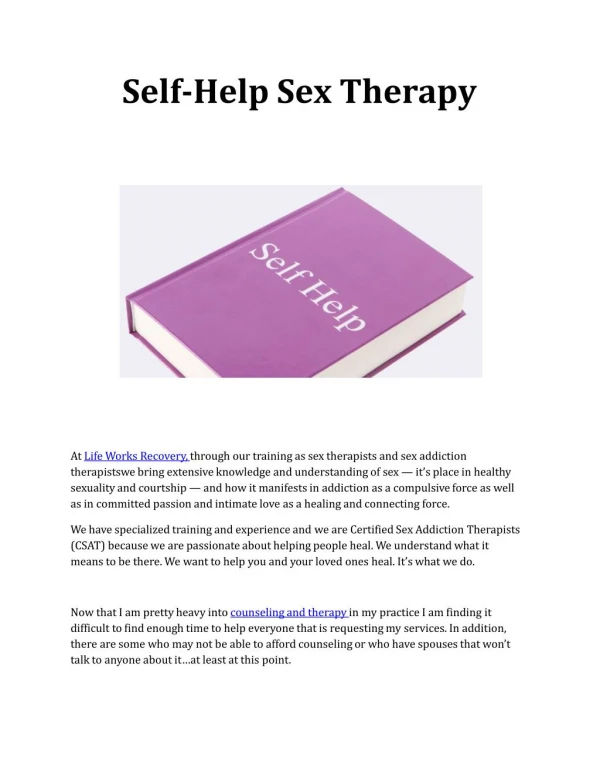 What Is Self-Help Sex Therapy