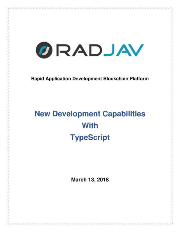 New Development Capabilities with TypeScript