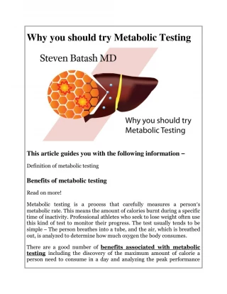Why you should try Metabolic Testing - slide 1