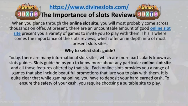 The Importance of slots Reviews