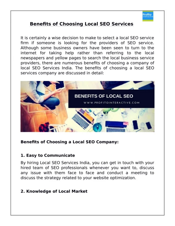Benefits of Choosing a Local SEO Company