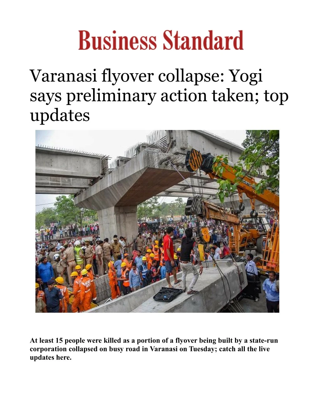varanasi flyover collapse yogi says preliminary