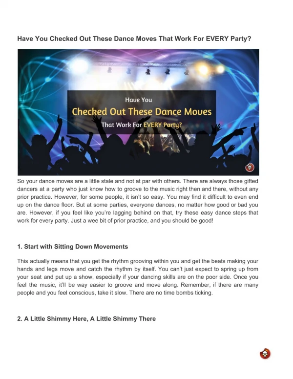 Have You Checked Out These Dance Moves That Work For EVERY Party?