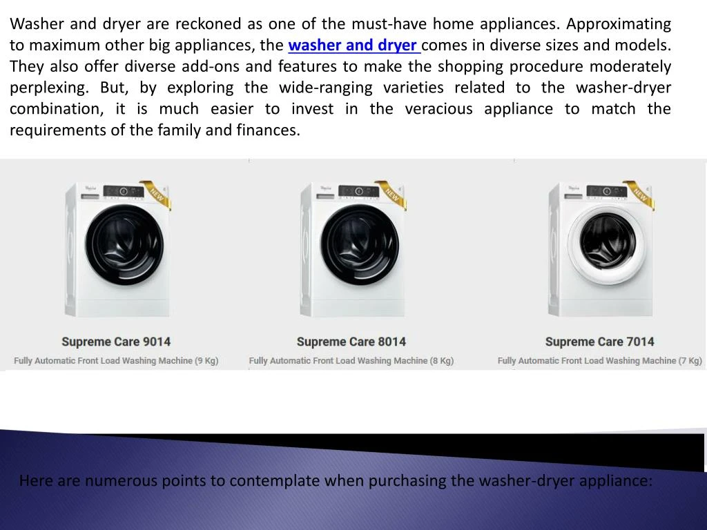 washer and dryer are reckoned as one of the must
