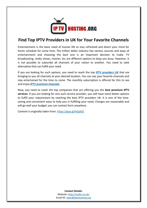 Channels Unlimited with IPTV Subscription in UK