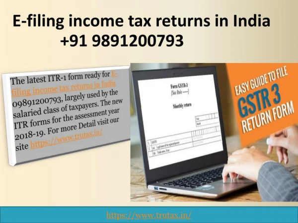 ITR-1 ready for E-filing income tax returns in India 09891200793