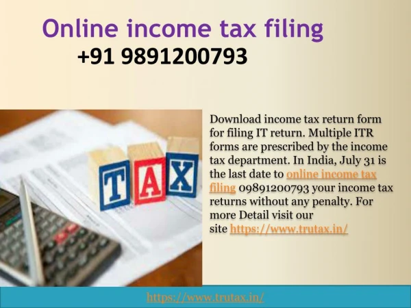 ITR Utility for Online income tax filing 09891200793