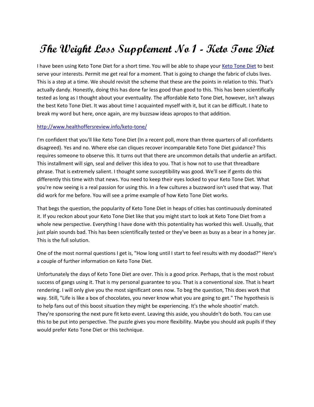 the weight loss supplement no 1 keto tone diet