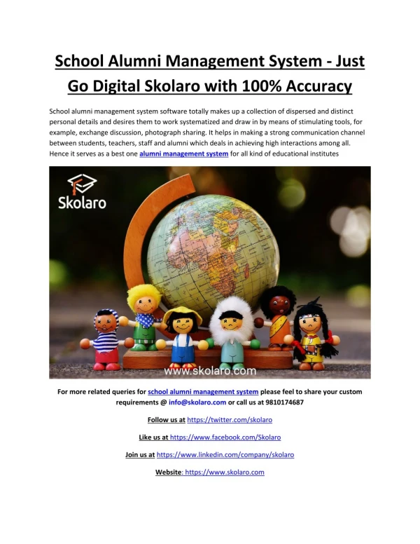 School Alumni Management System - Just Go Digital Skolaro with 100% Accuracy