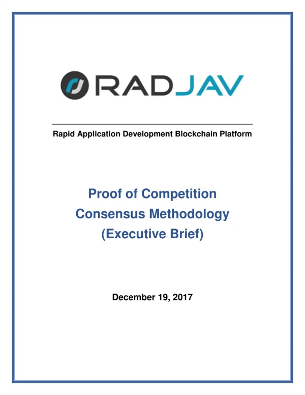Proof of Competition Consensus Methodology - Executive Brief
