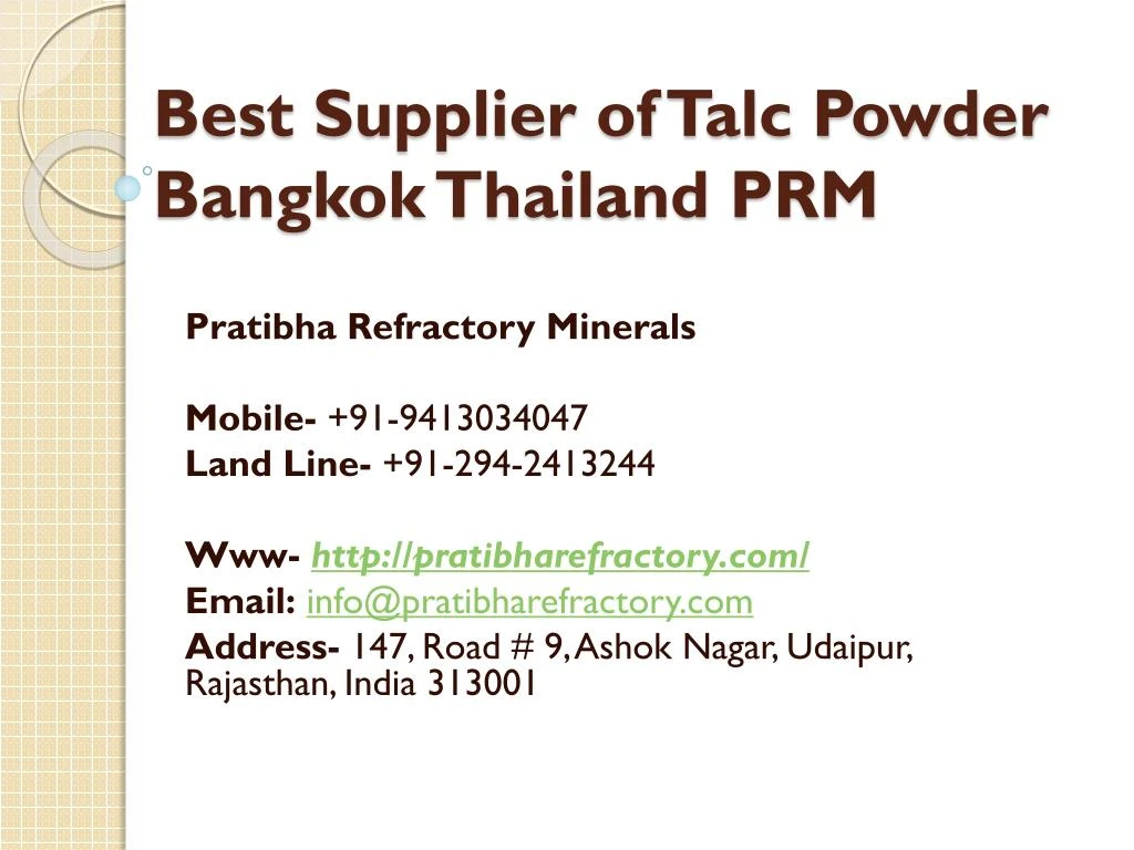 best supplier of talc powder bangkok thailand prm