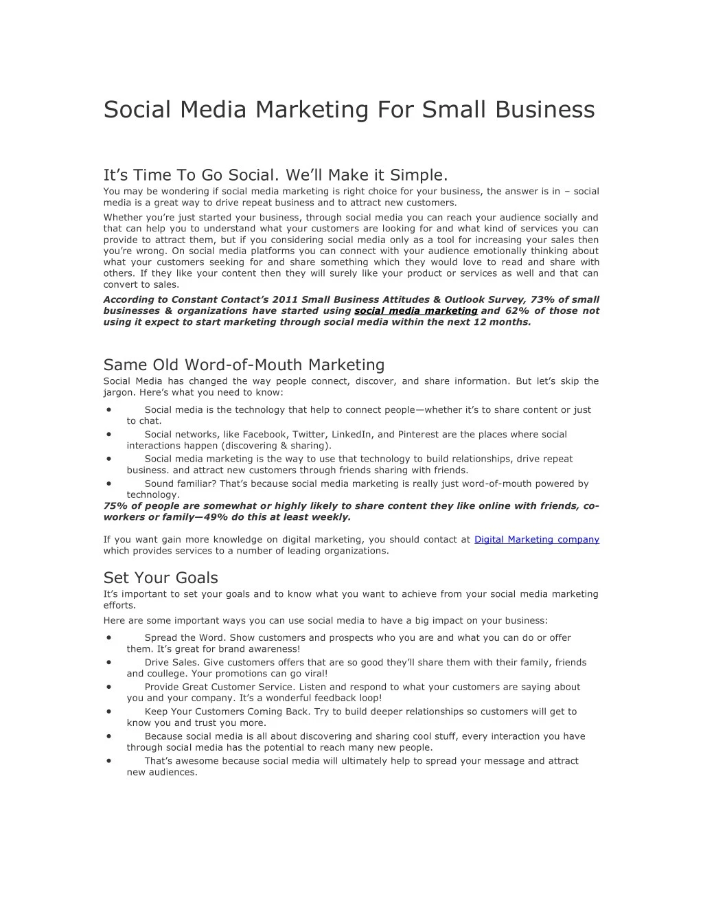 social media marketing for small business