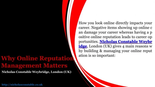 Nicholas Constable Giving tips Why Online Reputation Management Matters