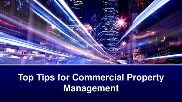 Top Tips for Commercial Property Management