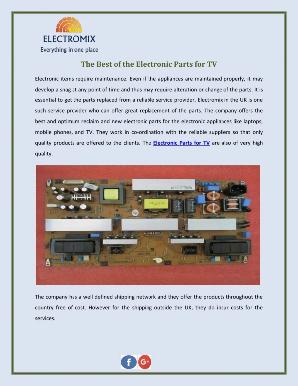The Best of the Electronic Parts for TV
