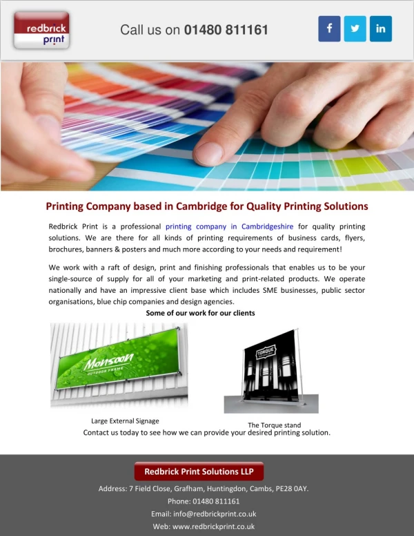 Printing Company based in Cambridge for Quality Printing Solutions