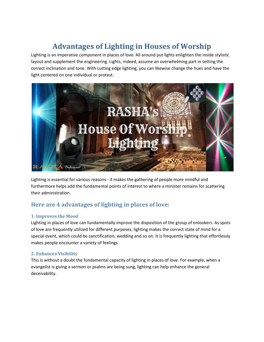 advantages of lighting in houses of worship