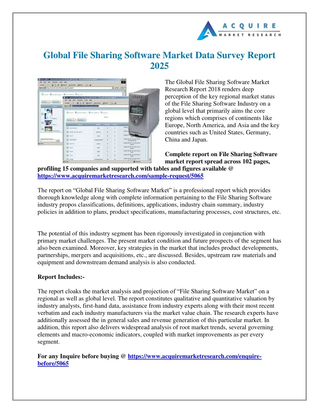 global file sharing software market data survey
