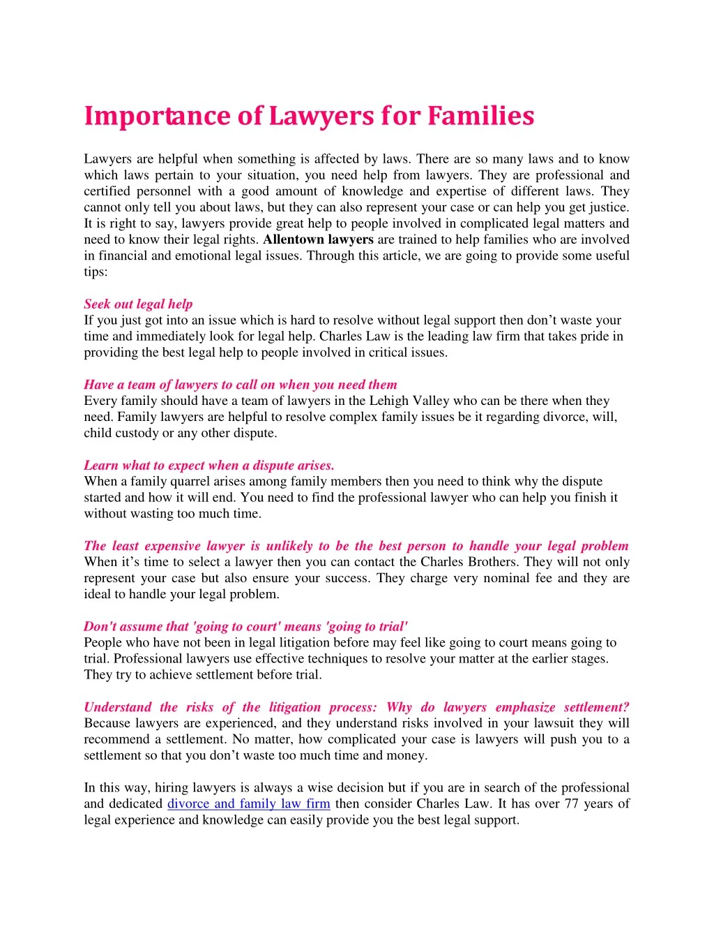 importance of lawyers for families lawyers