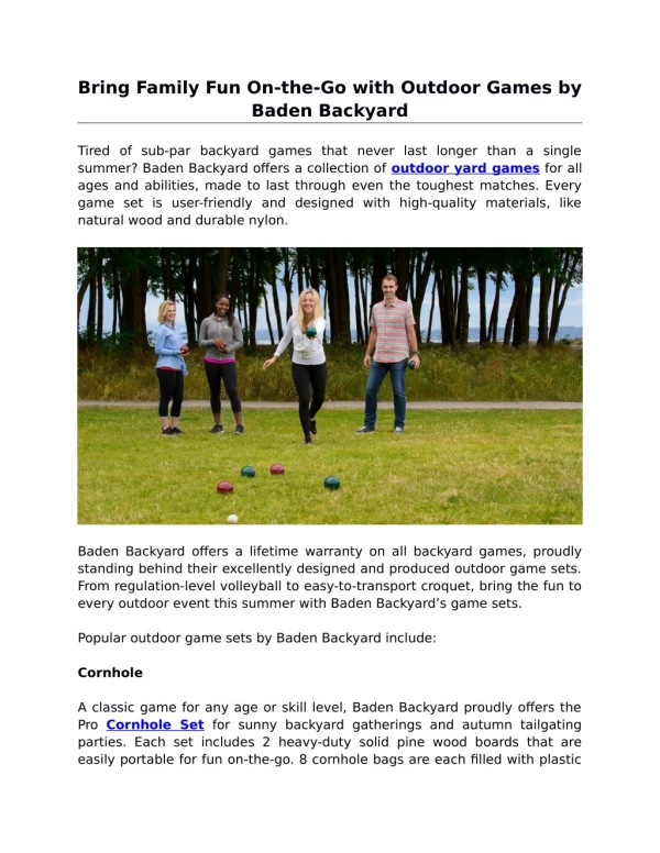 Bring Family Fun On-the-Go with Outdoor Games by Baden Backyard