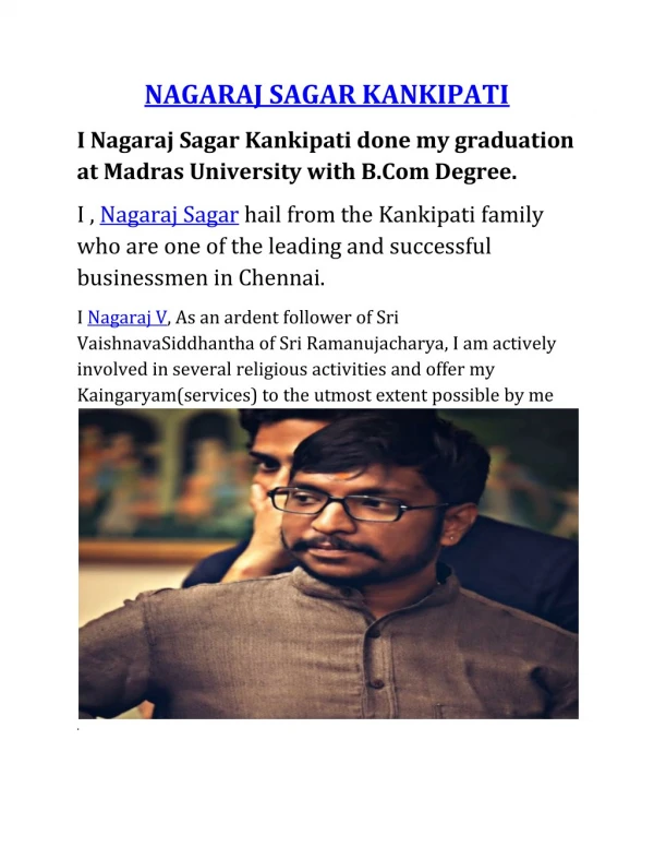 Nagaraj Sagar Kankipati | Nagaraj Sagar | Nagaraj Kankipati