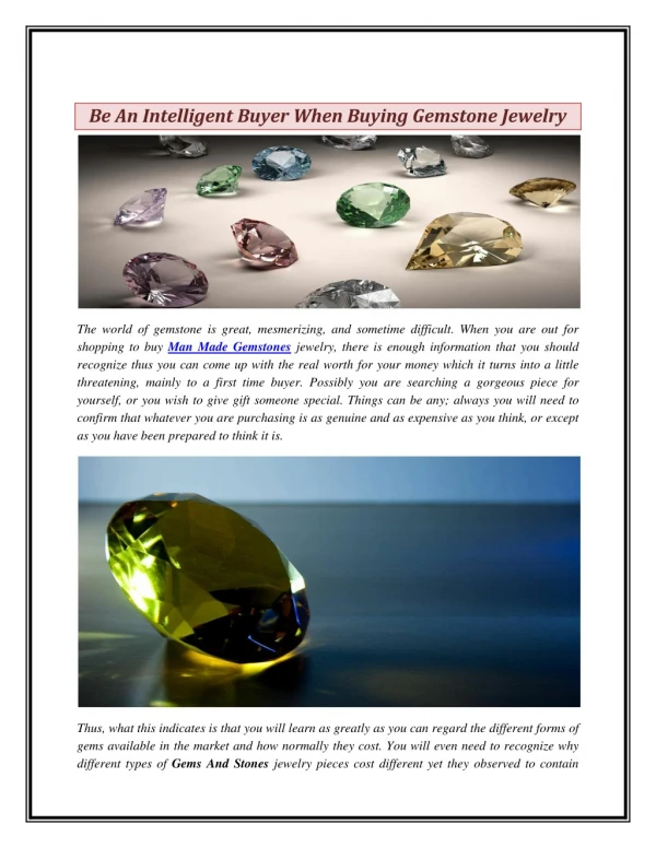 Be An Intelligent Buyer When Buying Gemstone Jewelry