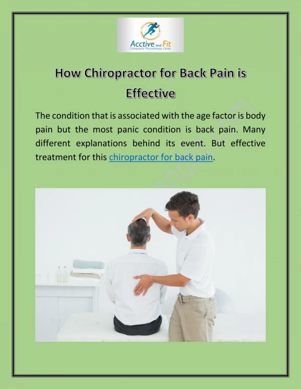 How chiropractor for back pain is effective