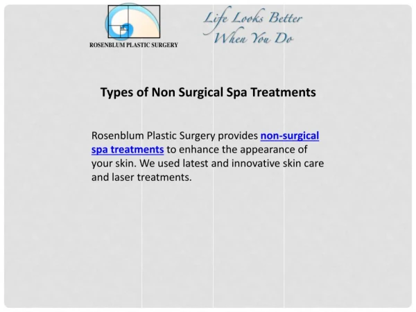 Types of Non-Surgical Spa Treatments