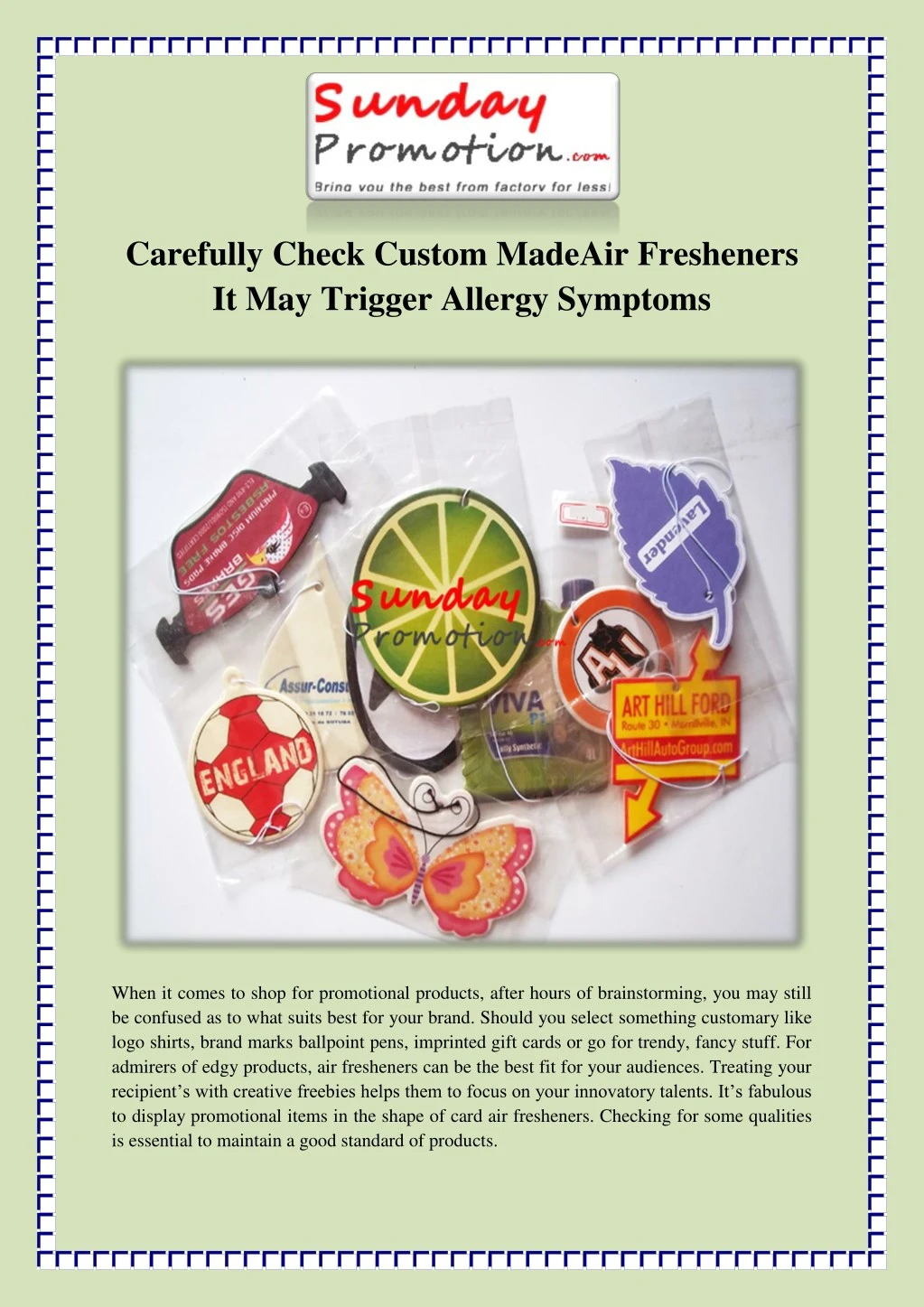 carefully check custom madeair fresheners