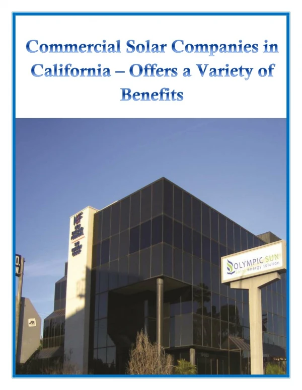 Commercial Solar Companies in California